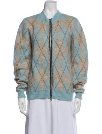 Pre-owned Gimaguas Alpaca Printed Bomber Jacket In Blue