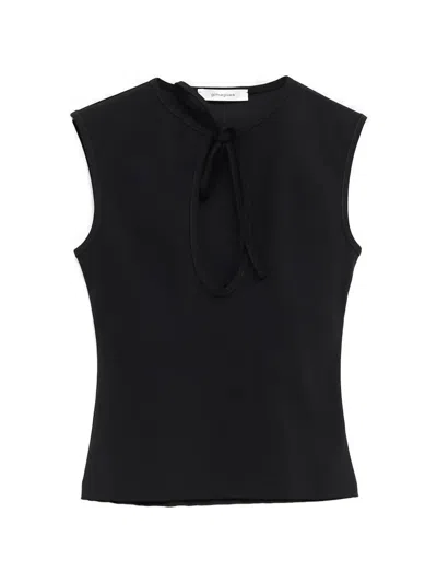 Gimaguas Anis Open-front Tie Top In Black