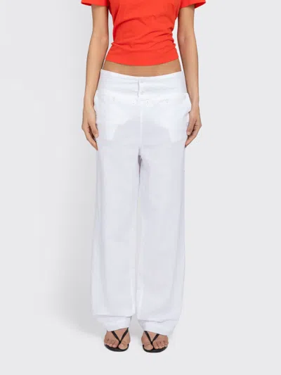 Gimaguas Womens White Anna Straight-leg Cotton-linen Trousers