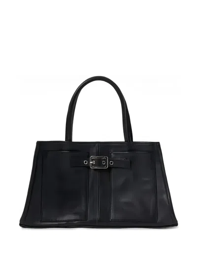 Gimaguas Annamaria Buckled Leather Tote Bag In Black