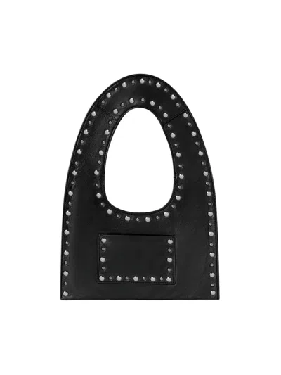 Gimaguas Arched Black Leather Shoulder Bag