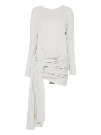 Gimaguas Ashley Tie-front Draped Mini Dress In Gray