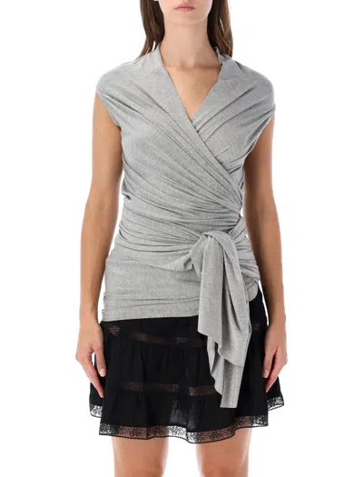 Gimaguas Wrap-style Sleeveless Top In Gray