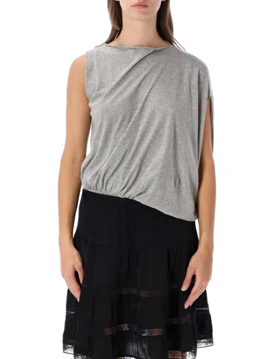 Gimaguas Asymmetrical Draped Sleeveless Top In Gray