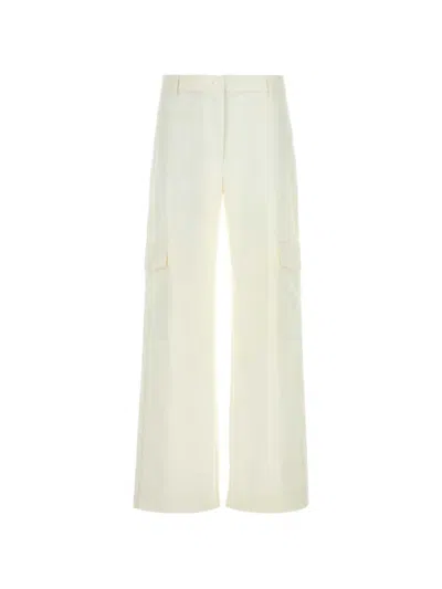 Gimaguas Audrey Stretch Cargo Pants In Polyester-blend Stretch Twill In White