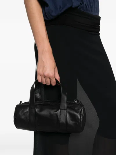 Gimaguas Barrel-shaped Leather Tote Bag In Purple