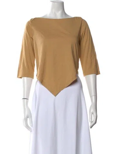 Pre-owned Gimaguas Bateau Neckline Three-quarter Sleeve Top In Neutral
