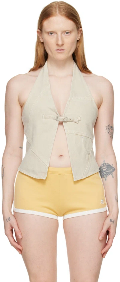 Gimaguas Beige Beverly Denim Tank Top In Ecru