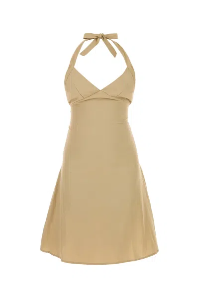 Gimaguas Beige Poplin Jardin Mini Dress In Brown