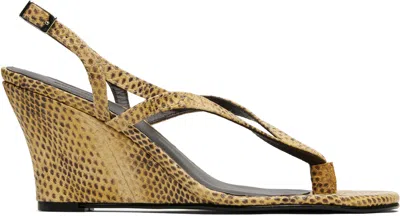 Gimaguas Beige Wedge Heeled Sandals In Animal Print