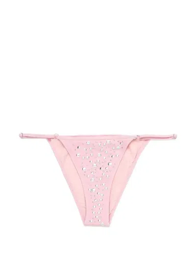 Gimaguas Bella Crystal-embellished Bikini Bottoms In Pink