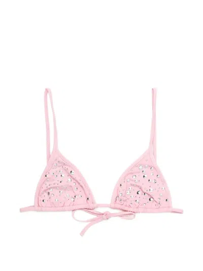 Gimaguas Bella Stud-embellished Bikini Top In Pink