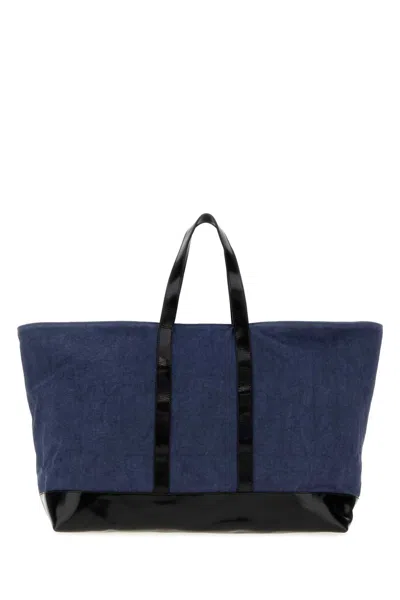 Gimaguas Big Canvas Leather-trim Tote Bag In Blue