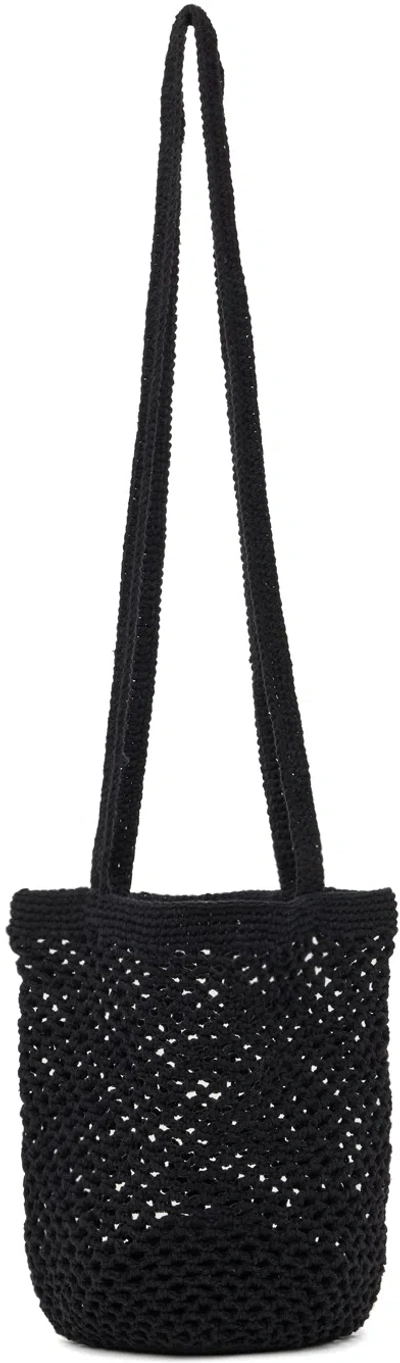 Gimaguas Fisherman-knitted Slouch Shoulder Bag In Black