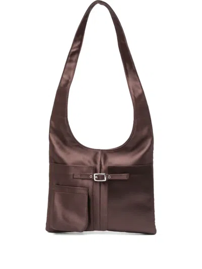 Gimaguas Blanca Satin Shoulder Bag In Brown