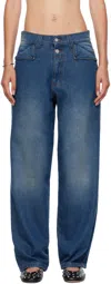 Gimaguas Button-fly Pocket Jeans In Blue