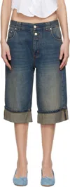 Gimaguas Blue Baggy Denim Shorts In Blue
