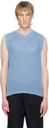 Gimaguas Cotton Bridget Vest Knit Ribbed Sleeveless V Neck In Blue