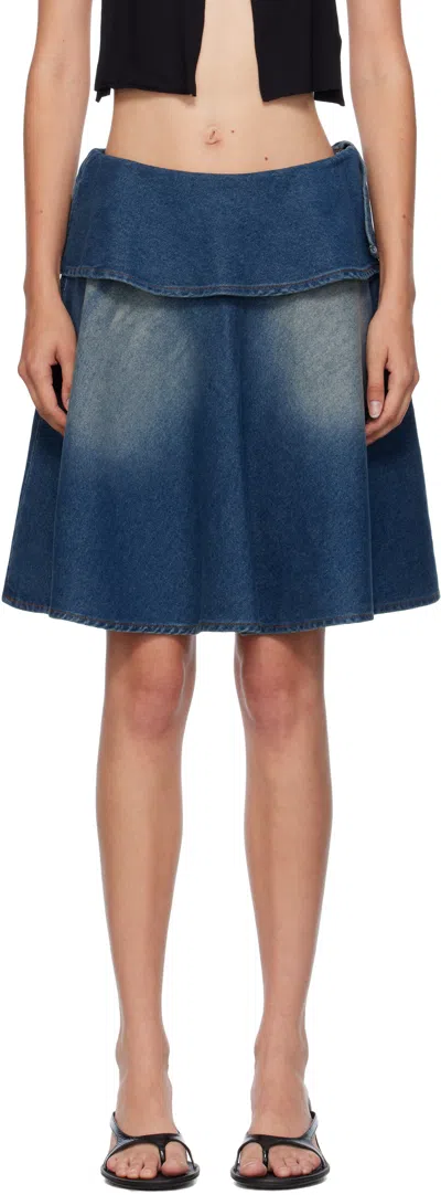 Gimaguas Blue Ruffle Denim Miniskirt