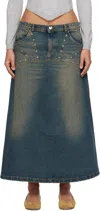 Gimaguas Blue Studded Denim Maxi Skirt In Blue