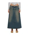 Gimaguas Blue Studded Denim Maxi Skirt In Blue