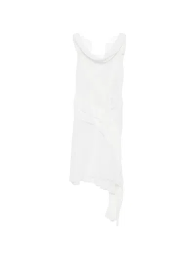 Gimaguas Boa Asymmetrical Dress In White