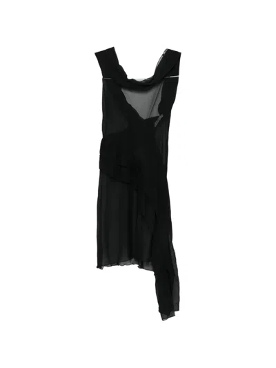 Gimaguas Boa Draped Mini Dress In Black