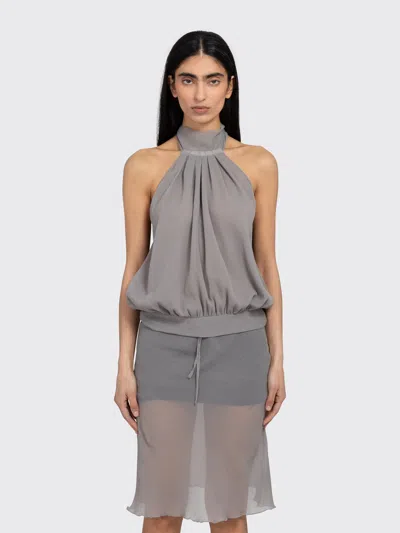 Gimaguas Womens Grey Boa Halterneck Woven Top In Gray