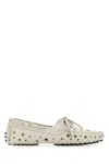 Gimaguas Suede Loafers With Bow And Perforated Design In White