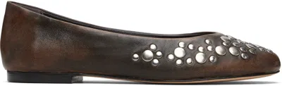 Gimaguas Studded Leather Ballet Flats In Brown