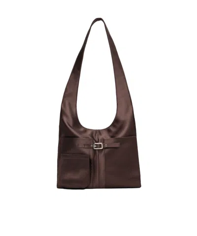 Gimaguas Brown Blanca Sateen Bag In Black