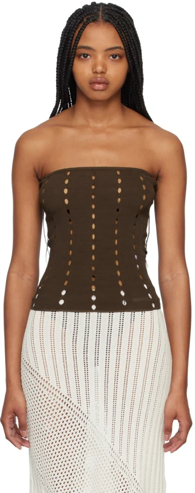 Gimaguas Bucca Strapless Stretch Viscose Top In Brown