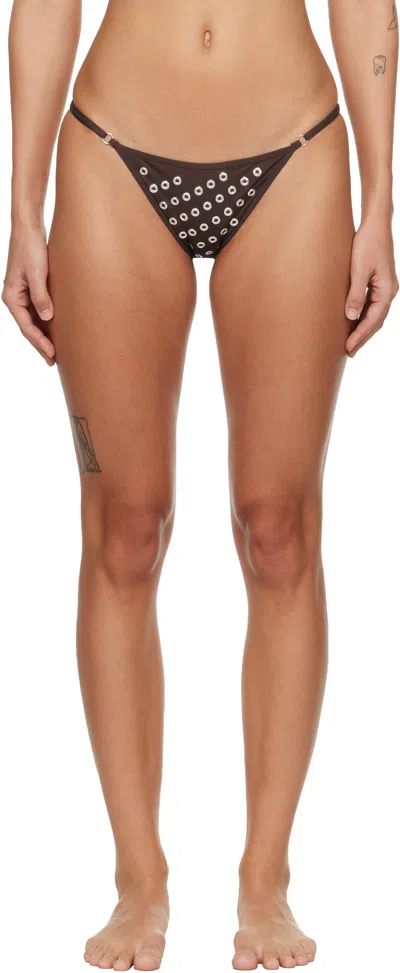 Gimaguas Eyelet-embellished Bikini Bottoms In Brown