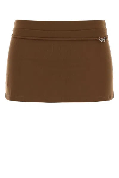 GIMAGUAS BROWN STRETCH NYLON CAROLINA MINI SKIRT