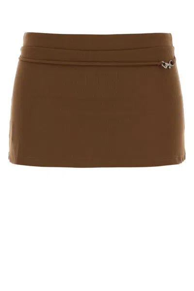 GIMAGUAS BROWN STRETCH NYLON CAROLINA MINI SKIRT