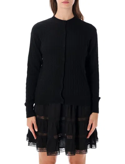 Gimaguas Button-front Knit Dress With Tiered Lace Hem In Black