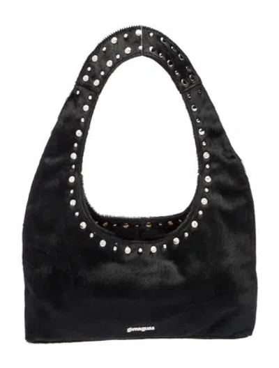 Pre-owned Gimaguas Calf Hair Shoulder Bag In Black