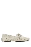 Gimaguas Suede Loafers With Bow And Perforated Design In White