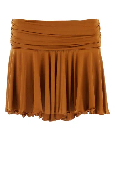 Gimaguas Caramel Stretch Polyester Mini Skirt In Orange