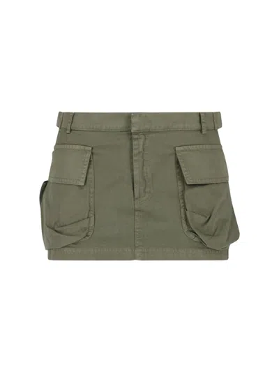 Gimaguas Multi-pocket Cotton Mini Skirt In Green