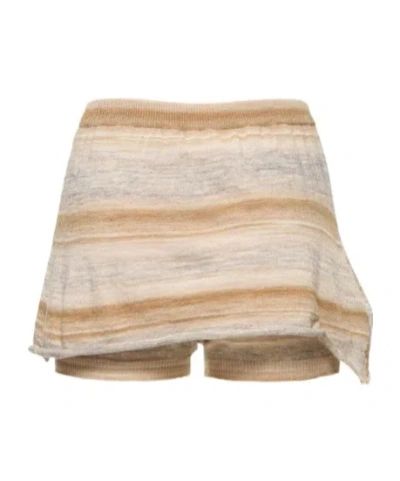 Gimaguas Cezza Striped Acrylic Blend Mini Skirt In Brown