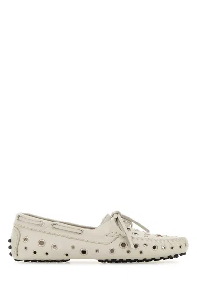 Gimaguas Chalk Suede Car Loafers In Animal Print