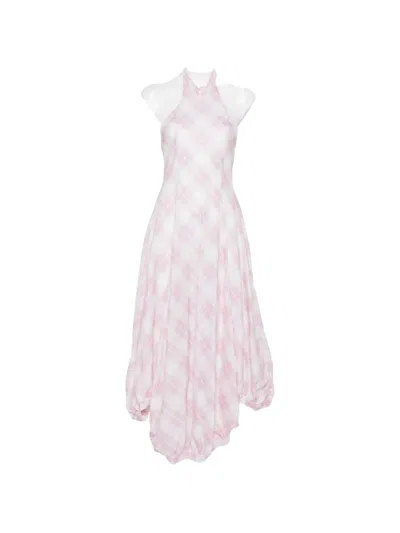 Gimaguas Checked Asymmetric-hem Dress In Pink
