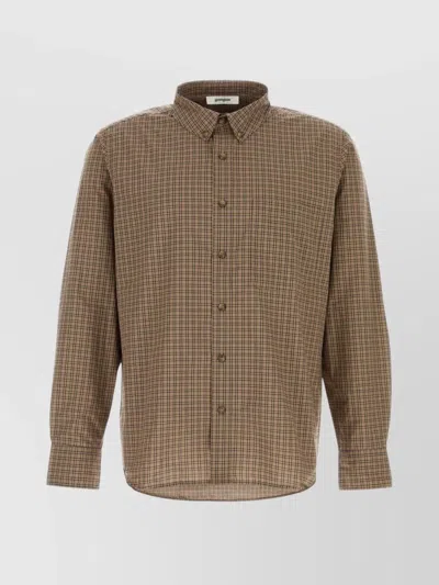 Gimaguas Checked Long Sleeve Shirt Collar In Brown