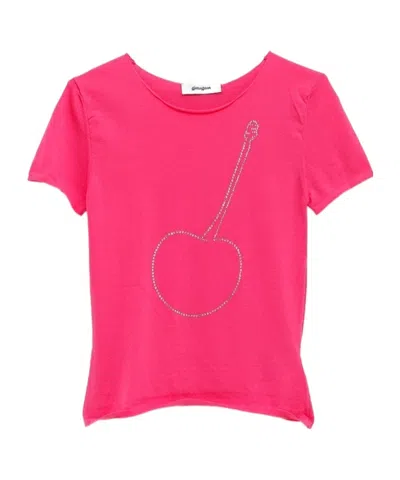 Gimaguas Cherry Rhinestone-embellished T-shirt In Pink