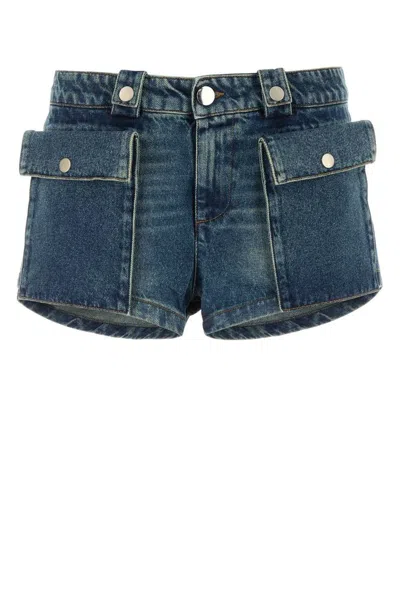 Gimaguas Denim Stretch Micro Shorts In Blue