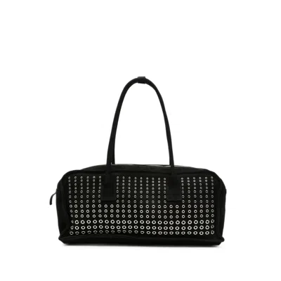 Gimaguas Claudia Eyelet-embellished Suede Tote Bag In Black