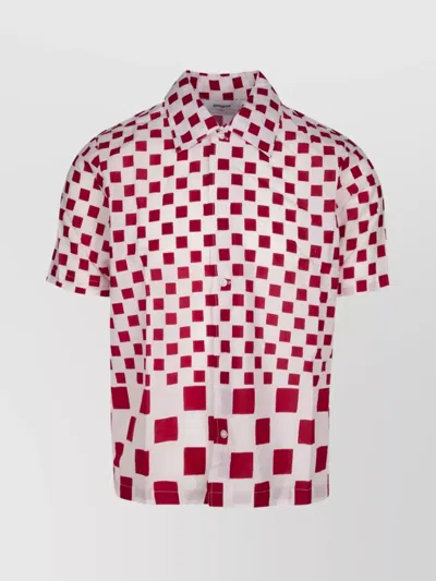 Gimaguas Collared Shirt Checkered Pattern In White
