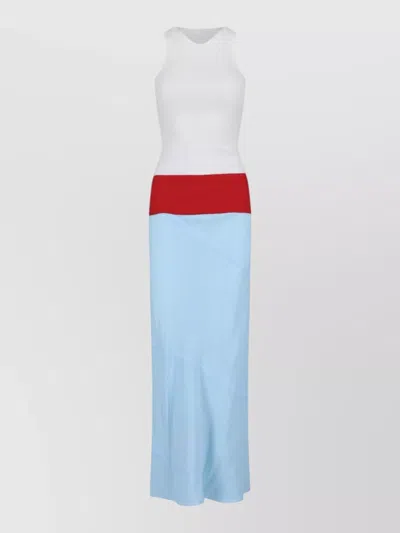 Gimaguas Color Block Maxi Dress Round Neckline Sleeveless In Multi