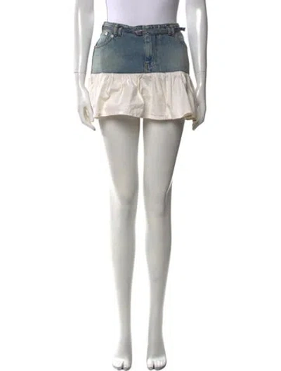 Pre-owned Gimaguas Colorblock Pattern Mini Skirt In Silver